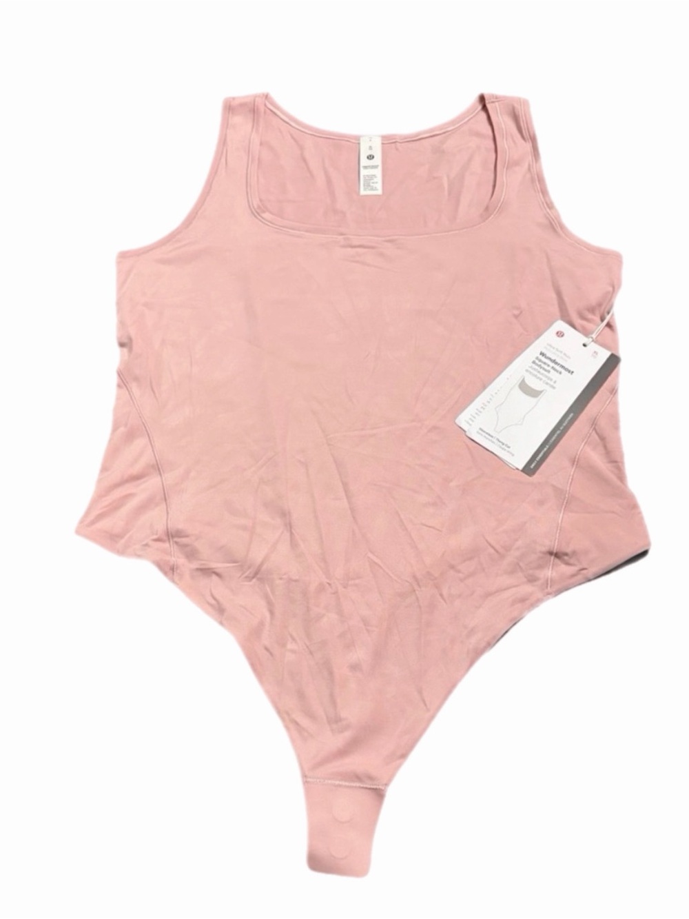 NWT Lululemon Wundermost Ultra-Soft Square-Neck Sleeveless Bodysuit Pink Haze XL